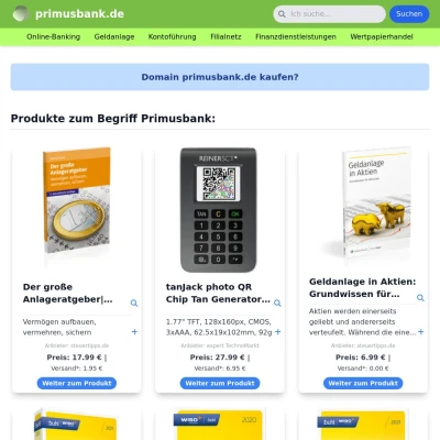 Screenshot primusbank.de