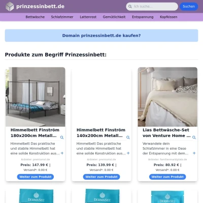 Screenshot prinzessinbett.de