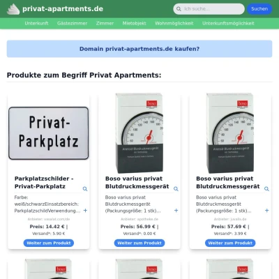 Screenshot privat-apartments.de