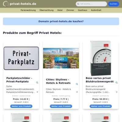 Screenshot privat-hotels.de