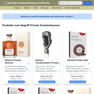 Screenshot private-krankenkassen-online.de