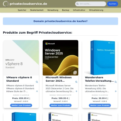 Screenshot privatecloudservice.de