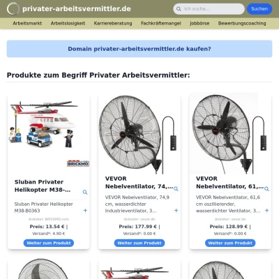 Screenshot privater-arbeitsvermittler.de