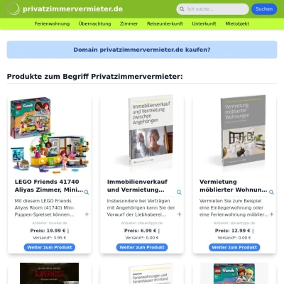 Screenshot privatzimmervermieter.de