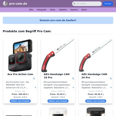 Screenshot pro-cam.de