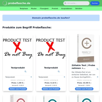 Screenshot probeflasche.de