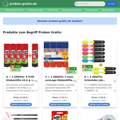 Screenshot proben-gratis.de