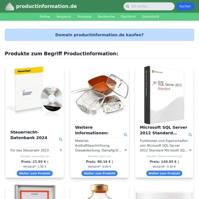 Screenshot productinformation.de