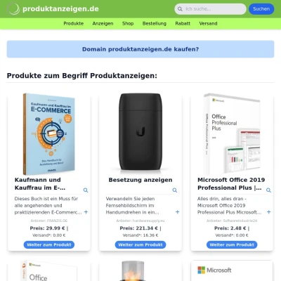 Screenshot produktanzeigen.de