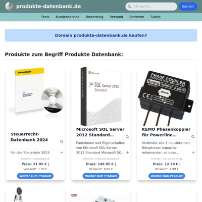 Screenshot produkte-datenbank.de
