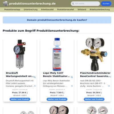 Screenshot produktionsunterbrechung.de