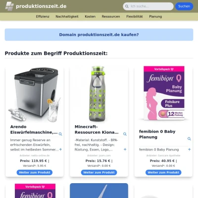 Screenshot produktionszeit.de