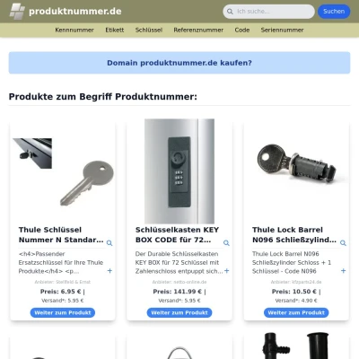 Screenshot produktnummer.de