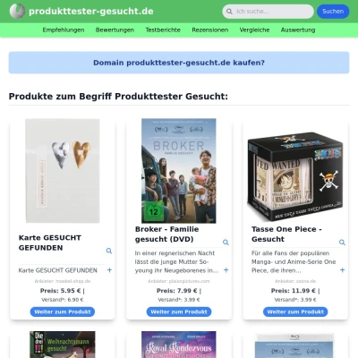 Screenshot produkttester-gesucht.de
