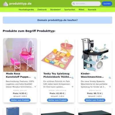 Screenshot produkttyp.de