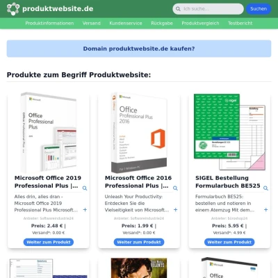 Screenshot produktwebsite.de