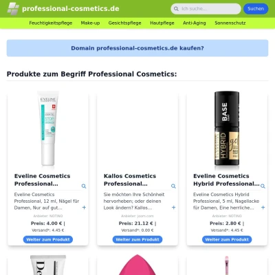 Screenshot professional-cosmetics.de