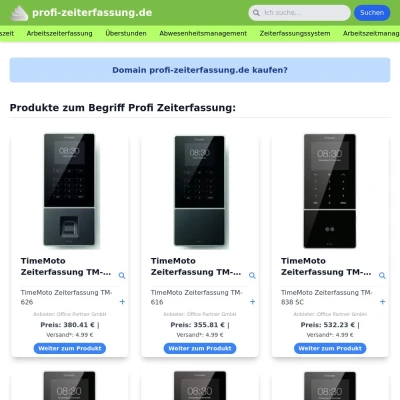 Screenshot profi-zeiterfassung.de