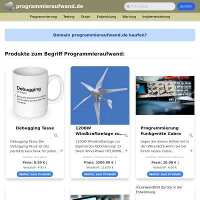 Screenshot programmieraufwand.de