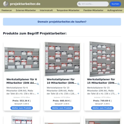 Screenshot projektarbeiter.de