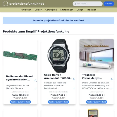 Screenshot projektionsfunkuhr.de