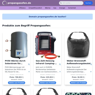 Screenshot propangasofen.de