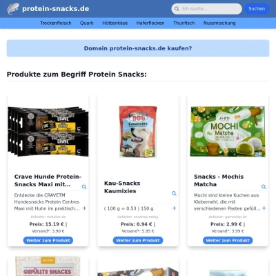 Screenshot protein-snacks.de