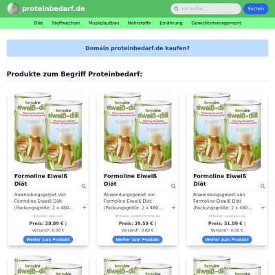 Screenshot proteinbedarf.de