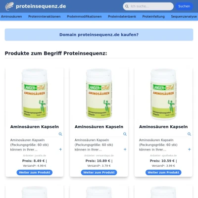 Screenshot proteinsequenz.de