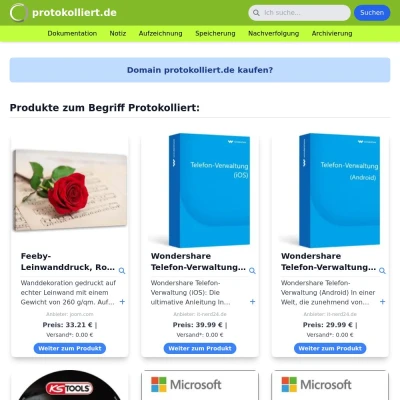 Screenshot protokolliert.de