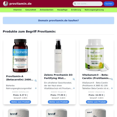 Screenshot provitamin.de