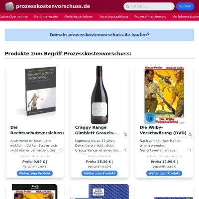 Screenshot prozesskostenvorschuss.de