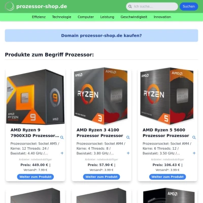 Screenshot prozessor-shop.de