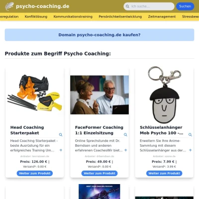 Screenshot psycho-coaching.de