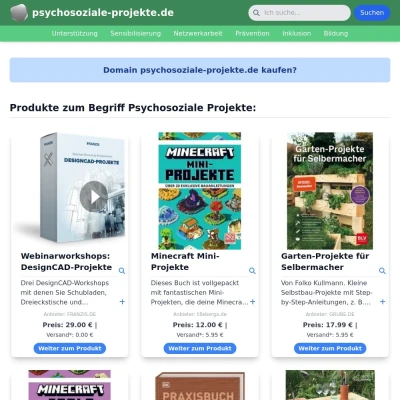 Screenshot psychosoziale-projekte.de