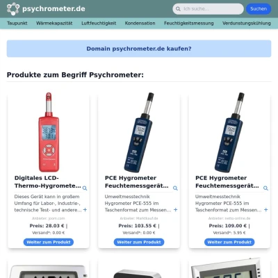 Screenshot psychrometer.de