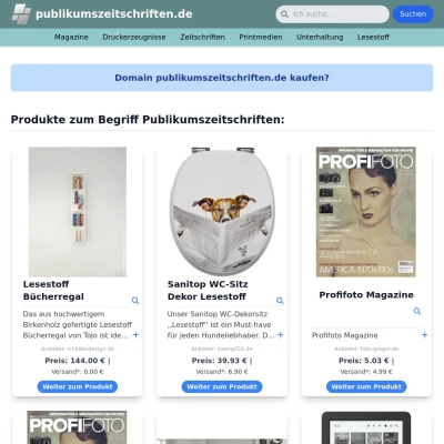 Screenshot publikumszeitschriften.de