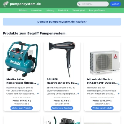 Screenshot pumpensystem.de