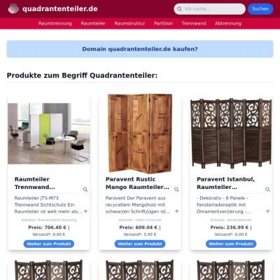 Screenshot quadrantenteiler.de