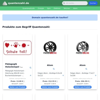 Screenshot quantenzahl.de