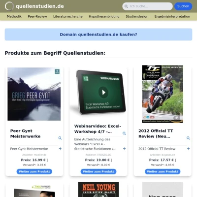 Screenshot quellenstudien.de