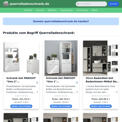 Screenshot querrolladenschrank.de