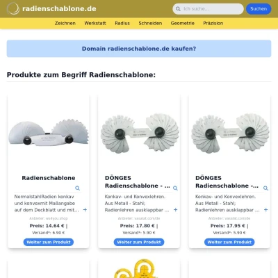 Screenshot radienschablone.de