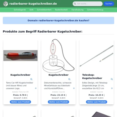 Screenshot radierbarer-kugelschreiber.de