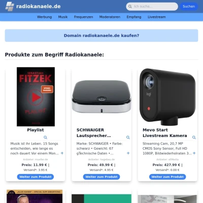 Screenshot radiokanaele.de