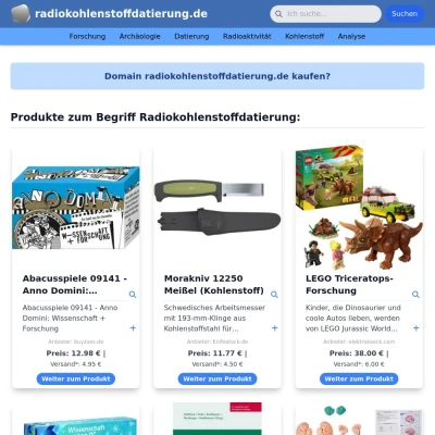 Screenshot radiokohlenstoffdatierung.de