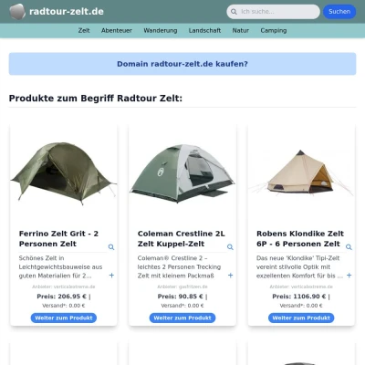 Screenshot radtour-zelt.de