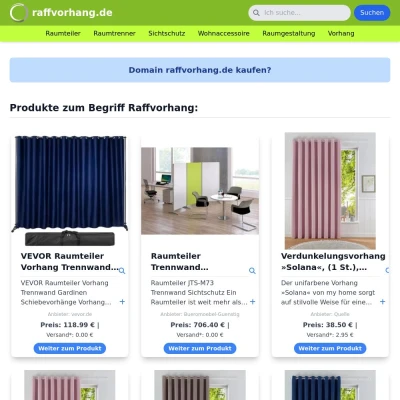 Screenshot raffvorhang.de