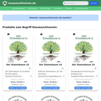 Screenshot rassezuchtverein.de