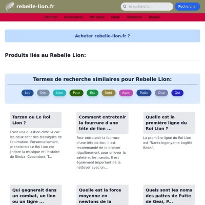 Screenshot rebelle-lion.fr